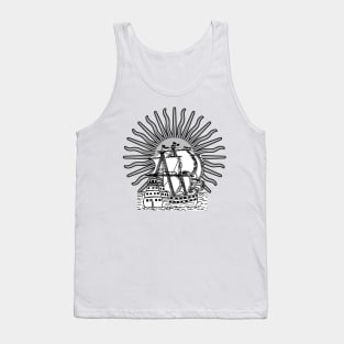 Caravel boat under the sun's rays Tank Top